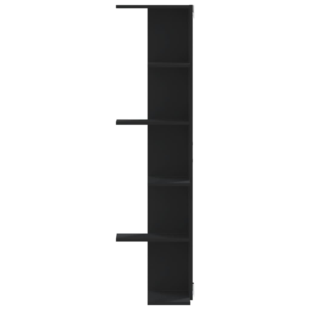 Musta seinäkulmahylly Clarine 36,5x36,5x140cm (puinen)
