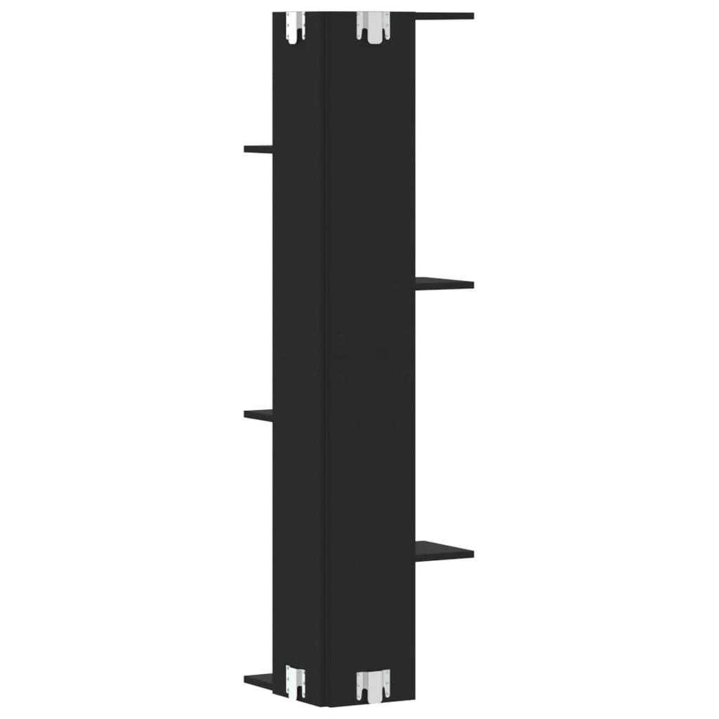 Musta seinäkulmahylly Clarine 36,5x36,5x140cm (puinen)