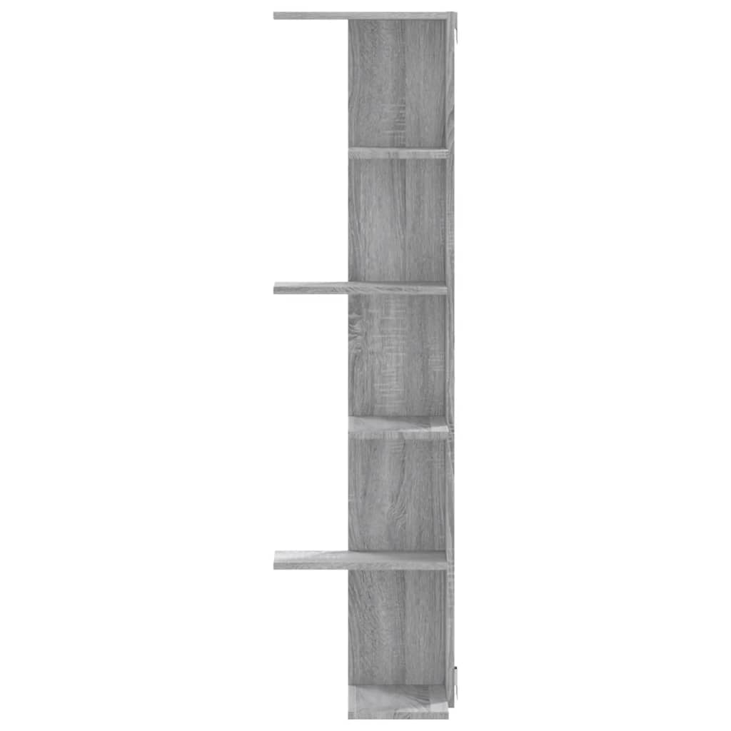 Harmaa seinäkulmahylly Clarine 36,5x36,5x140cm (puinen)