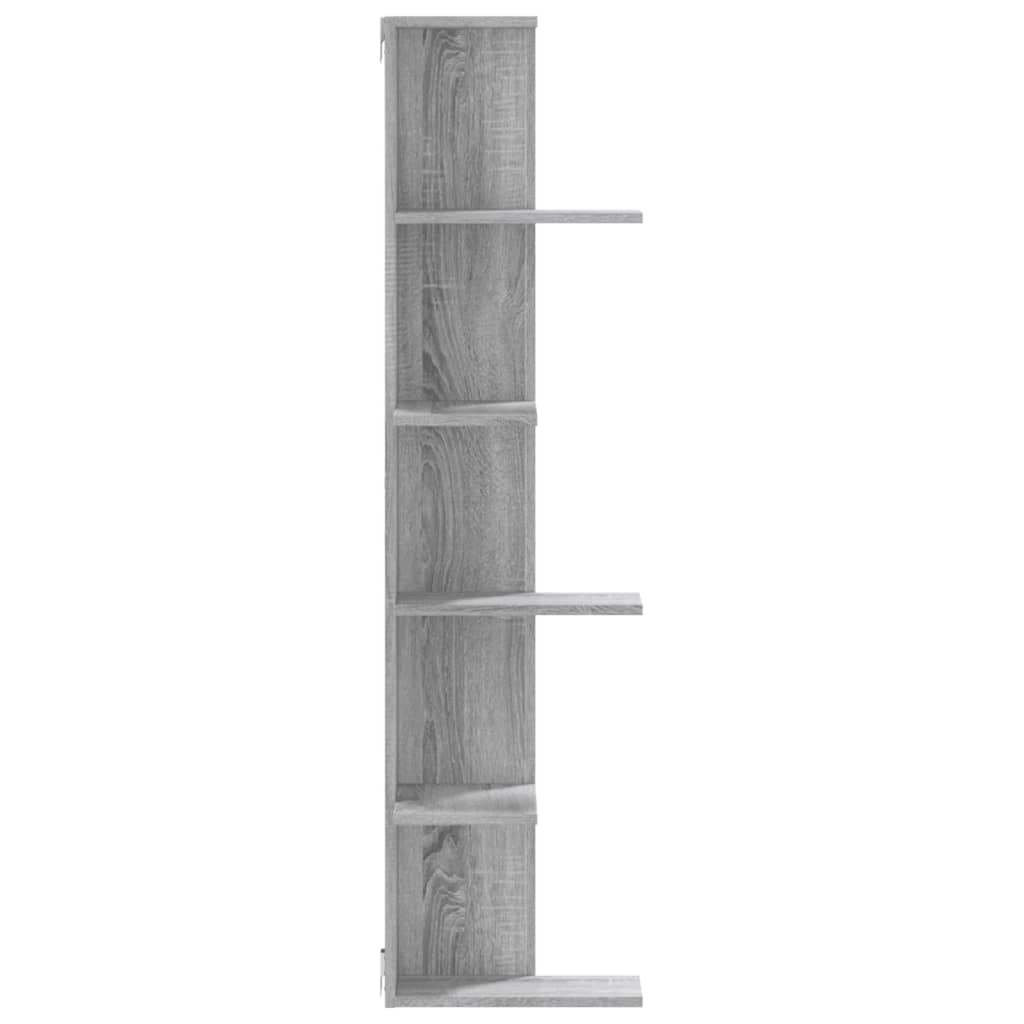 Harmaa seinäkulmahylly Clarine 36,5x36,5x140cm (puinen)