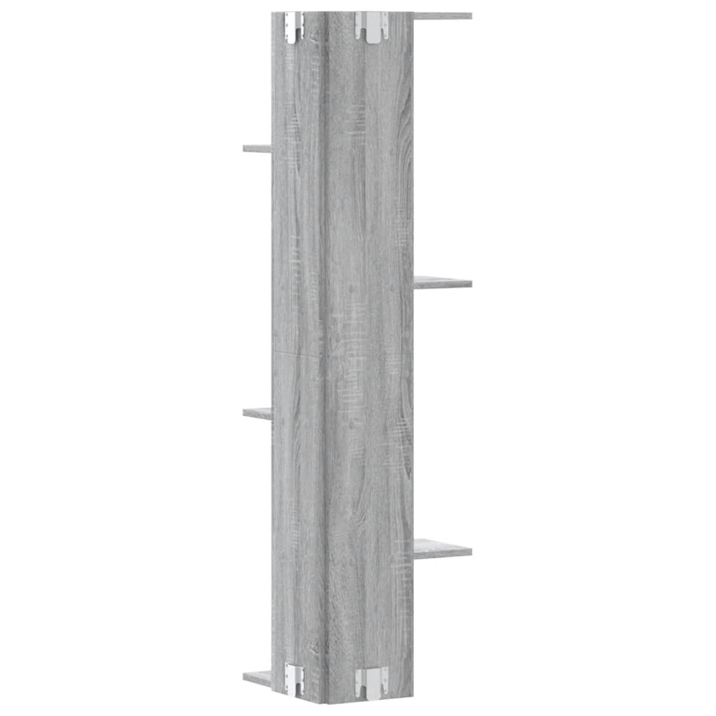 Harmaa seinäkulmahylly Clarine 36,5x36,5x140cm (puinen)