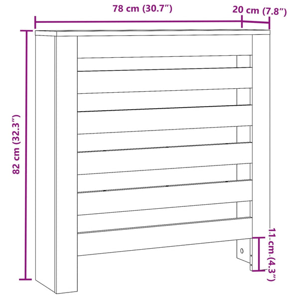 Lämpöpatterin suoja savutammi 78x20x82 cm tekninen puu