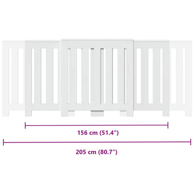 Lämpöpatterin suoja valkoinen 205x21,5x83,5 cm tekninen puu
