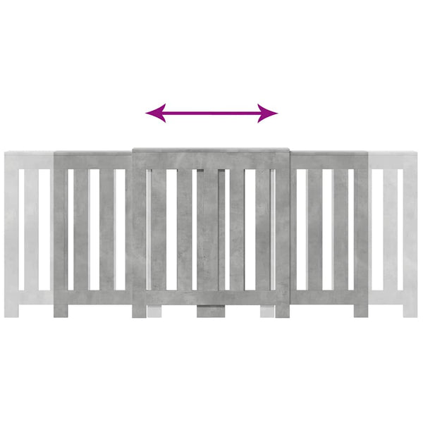 Betoninharmaa lämpöpatterin suoja Erzsibet 205x21,5x83,5cm (puinen)