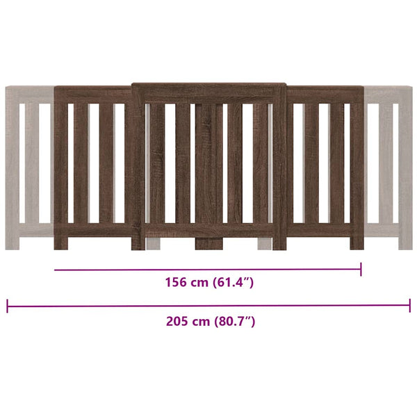 Lämpöpatterin suoja ruskea tammi 205x21,5x83,5 cm tekninen puu