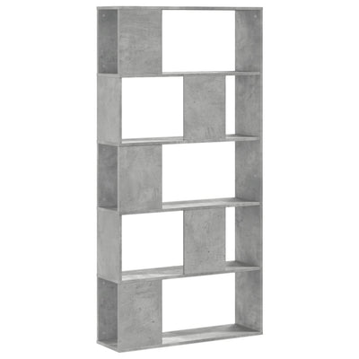 Kirjahylly 5 tasoa betoninharmaa 80,5x23,5x162,5 cm puu