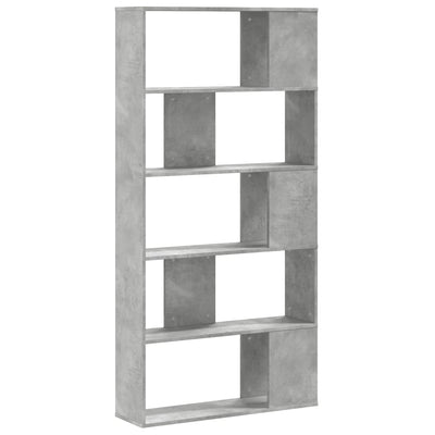 Kirjahylly 5 tasoa betoninharmaa 80,5x23,5x162,5 cm puu