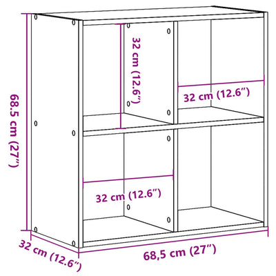 Kirjahylly harmaa Sonoma 68,5x32x68,5 cm tekninen puu