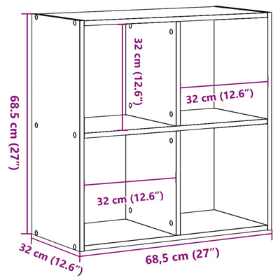 Kirjahylly vanha puu 68,5x32x68,5 cm tekninen puu