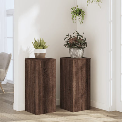 Kasvitelineet 2 kpl ruskea tammi 30x30x70 cm tekninen puu