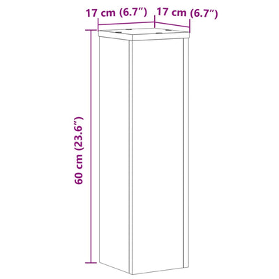 Kasvitelineet 2 kpl betoninharmaa 17x17x60 cm tekninen puu