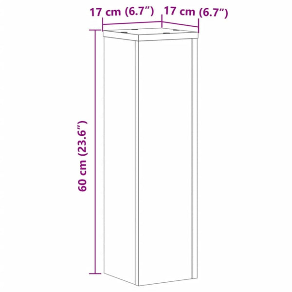Kasvitelineet 2 kpl artesaani tammi 17x17x60 cm tekninen puu