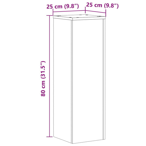 Kasvitelineet 2 kpl musta 25x25x80 cm tekninen puu