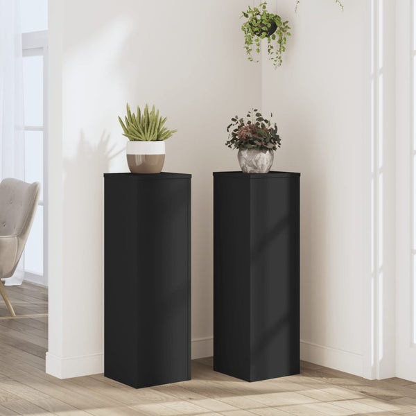 Kasvitelineet 2 kpl musta 25x25x80 cm tekninen puu