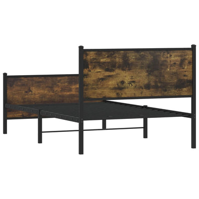 Metallinen sängynrunko päädyillä savutammi 100x200 cm