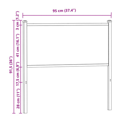 Sängynpääty savutammi 90 cm tekninen puu ja teräs