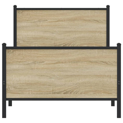 Sonoma-tammi metallinen sängynrunko päädyillä Oane 80x200cm