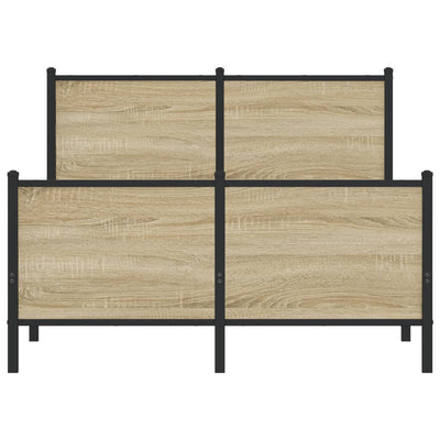 Sonoma-tammi metallinen sängynrunko päädyillä Oane 120x200cm