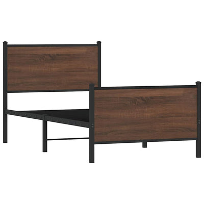 Ruskea tammi metallinen sängynrunko päädyillä Oane 80x200cm