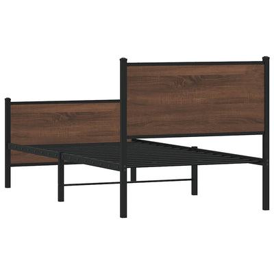 Ruskea tammi metallinen sängynrunko päädyillä Oane 80x200cm