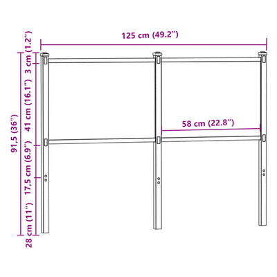 Sängynpääty ruskea tammi 120 cm tekninen puu ja teräs