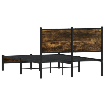 Metallinen sängynrunko päädyllä savutammi 120x200 cm