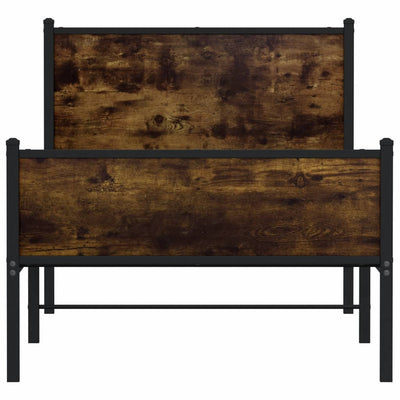 Metallinen sängynrunko päädyillä savutammi 90x200 cm
