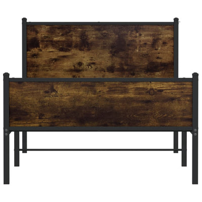 Metallinen sängynrunko päädyillä savutammi 100x200 cm