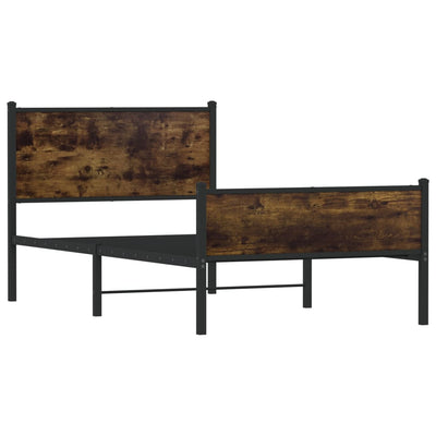 Metallinen sängynrunko päädyillä savutammi 107x203 cm