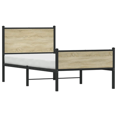Metallinen sängynrunko päädyillä Sonoma-tammi 107x203 cm