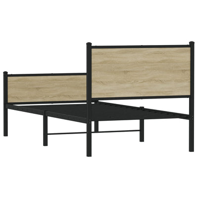 Metallinen sängynrunko päädyillä Sonoma-tammi 107x203 cm