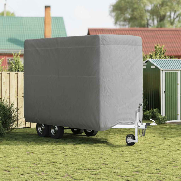 hevosperävaunun päällinen harmaa 376x168x240 cm kuitukangas