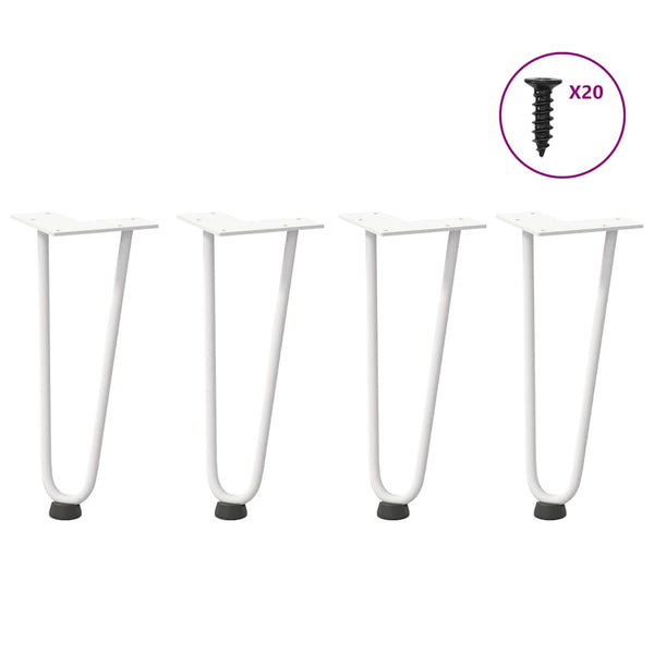Sohvapöydän hiusneulajalat 4 kpl valkoinen 30 cm täysteräs