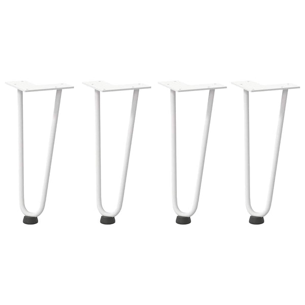 Sohvapöydän hiusneulajalat 4 kpl valkoinen 30 cm täysteräs