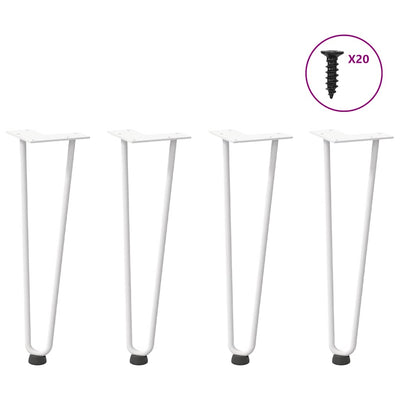 Hiusneula jalat sohvapöydälle 4 kpl Valkoinen 42 cm umpiteräs