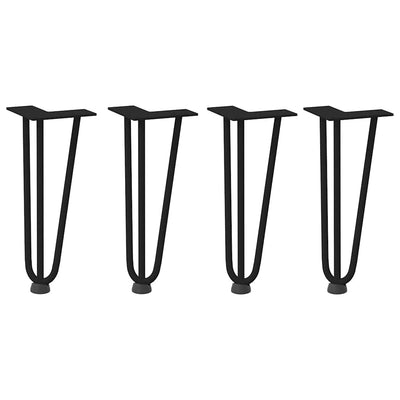 Hiusneula Pöytäjalat 4 kpl musta 30 cm kiinteä teräs