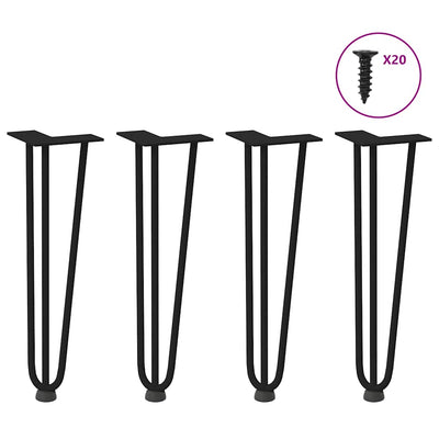 Hiusneula Pöytäjalat 4 kpl musta 42 cm kiinteä teräs