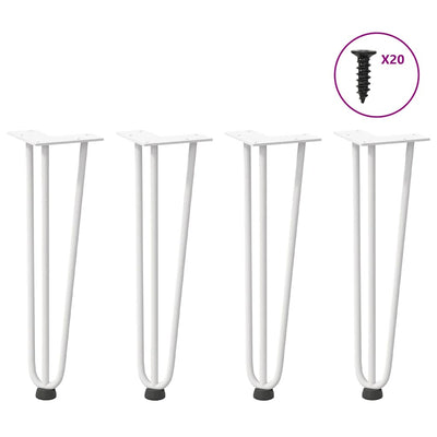 Hiusneula jalat sohvapöydälle 4 kpl Valkoinen 42 cm umpiteräs