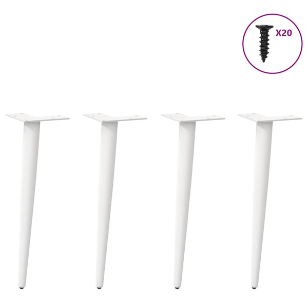 Sohvapöydän jalat kartiomaiset 4 kpl valkoinen 30-31 cm teräs