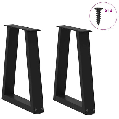 Ruokapöydän jalat V-muoto 2 kpl Musta 38x(42-43,3) cm Teräs