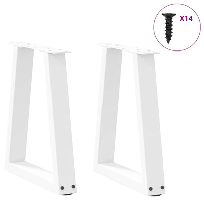 Ruokapöydän jalat V-muotoinen 2 kpl Valkoinen 38x(42-43,3) cm