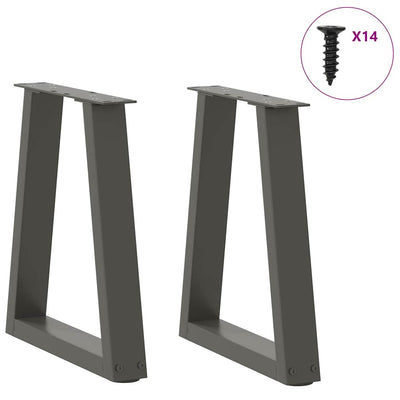 Ruokapöydän jalat V-muoto 2 kpl Antrasiitti 38x(42-43,3) cm