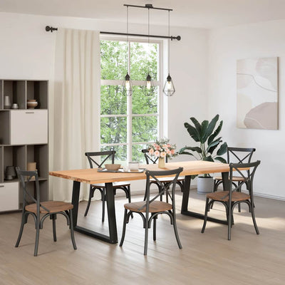 Musta ruokapöydän jalat v-muotoinen Aileen 90x(72-73,3)cm (2 kpl teräs)