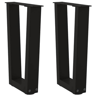 Ruokapöydän jalat V-muoto 2 kpl Musta 38x(42-43,3) cm Teräs