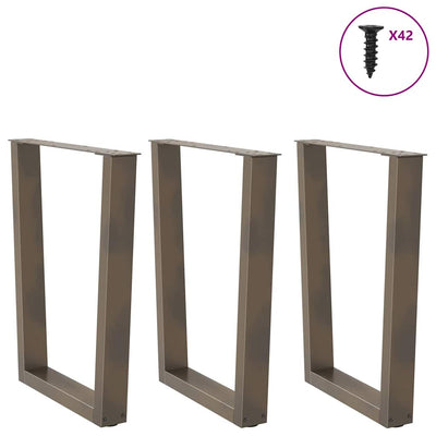 Ruokapöydän jalat V-muoto 3 kpl Luonnonteräs 70x(72-73,3) cm