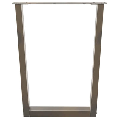 Ruokapöydän jalat V-muoto 3 kpl Luonnonteräs 70x(72-73,3) cm