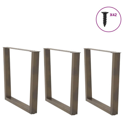 Ruokapöydän jalat V-muoto 3 kpl Luonnonteräs 80x(72-73,3) cm