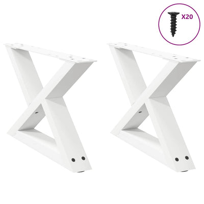 Sohvapöydän jalat 2 kpl Valkoinen 60x(30-31,3) cm Teräs