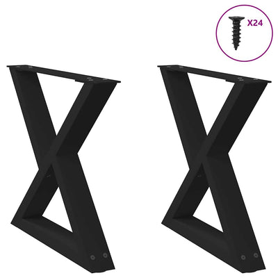Sohvapöydän jalat 2 kpl Musta 60x(42-43,3) cm Teräs