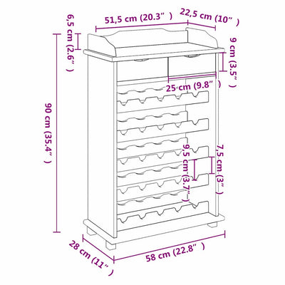 Ruskea viinipukki Cristita 90x60x30cm (mänty)